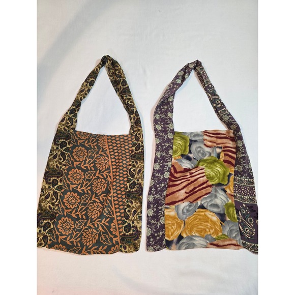 Boho Patchwork Tote Bag Shoulder Bag 100% Silk Handmade‎ - Picture 2 of 9